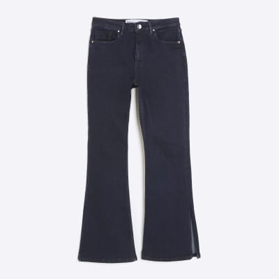 Petite Indigo High Rise Flared Jeans