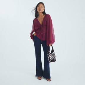 Petite Indigo High Rise Flared Jeans