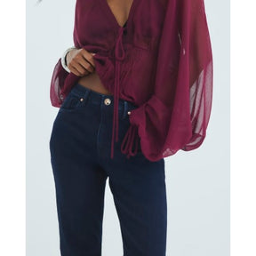 Petite Indigo High Rise Flared Jeans