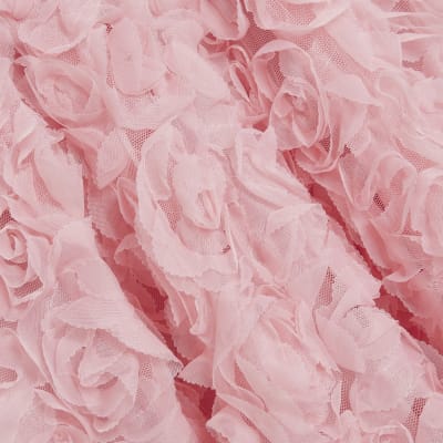 Petite Pink 3D Floral Occasion Midi Dress