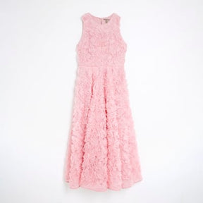 Petite Pink 3D Floral Occasion Midi Dress
