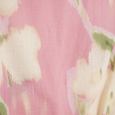 Petite Pink Floral Bubble Hem Tank Top