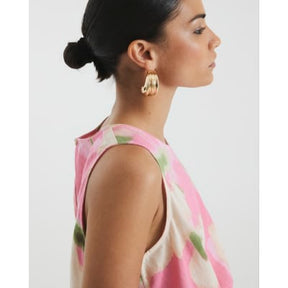 Petite Pink Floral Bubble Hem Tank Top