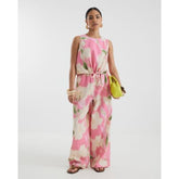 Petite Pink Floral Bubble Hem Tank Top