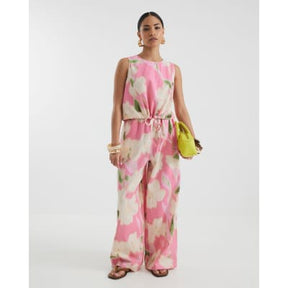 Petite Pink Floral Bubble Hem Tank Top