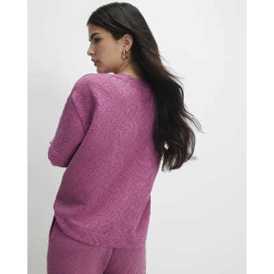 Petite Pink Jacquard Boxy T-Shirt