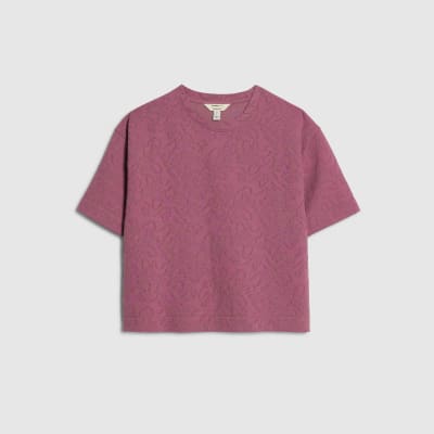 Petite Pink Jacquard Boxy T-Shirt