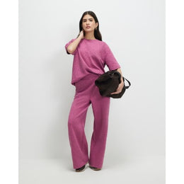 Petite Pink Jacquard Wide Leg Trousers