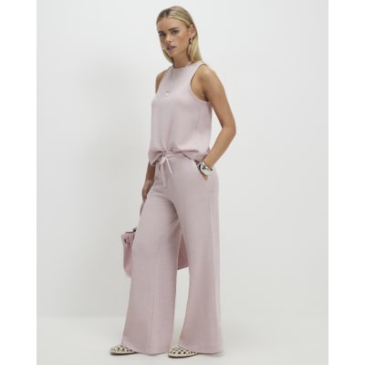 Petite Pink Metallic Wide Leg Trousers