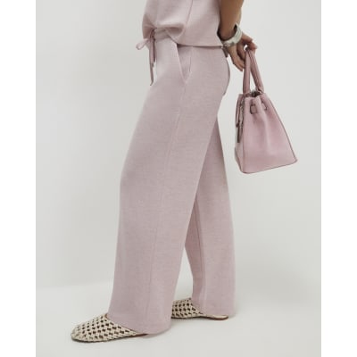 Petite Pink Metallic Wide Leg Trousers