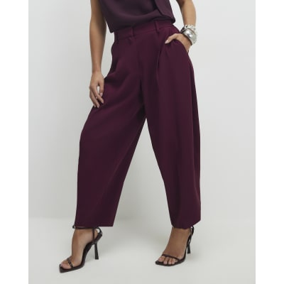 Petite Red Barrel Leg Trousers