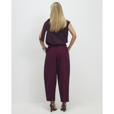 Petite Red Barrel Leg Trousers