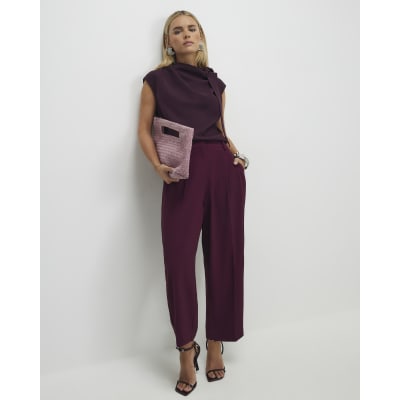 Petite Red Barrel Leg Trousers