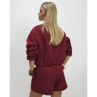 Petite Red Belted Shorts