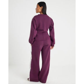 Petite Red Lace Trim Wide Leg Joggers