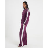 Petite Red Lace Trim Wide Leg Joggers