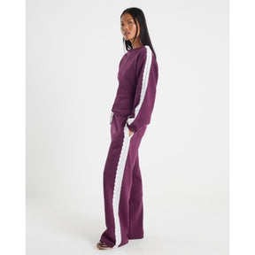 Petite Red Lace Trim Wide Leg Joggers