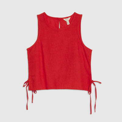 Petite Red Linen Blend Tank Top