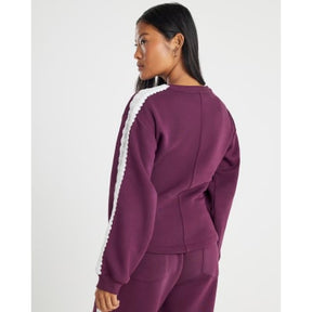 Petite Red Long Sleeve Lace Trim Sweatshirt