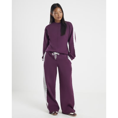 Petite Red Long Sleeve Lace Trim Sweatshirt