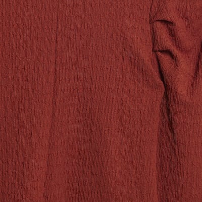 Petite Red Long Sleeve Ruched Shoulder Top