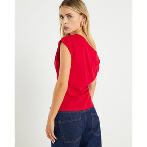 Petite Red Off Shoulder Drape Top
