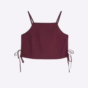 Petite Red Sleeveless Poplin Cami Top