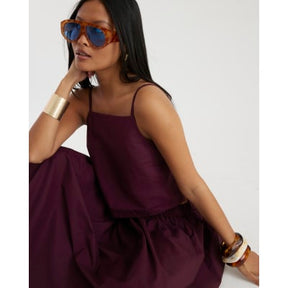 Petite Red Sleeveless Poplin Cami Top