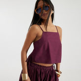 Petite Red Sleeveless Poplin Cami Top