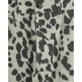 Petite White Leopard Print Straight Leg Jeans