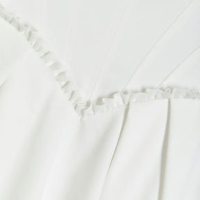 Petite White Satin Bubble Hem Mini Dress