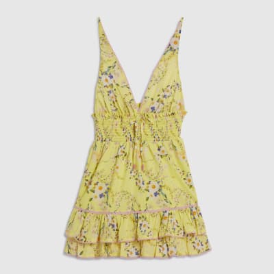 Petite Yellow Daisy Print Mini Dress