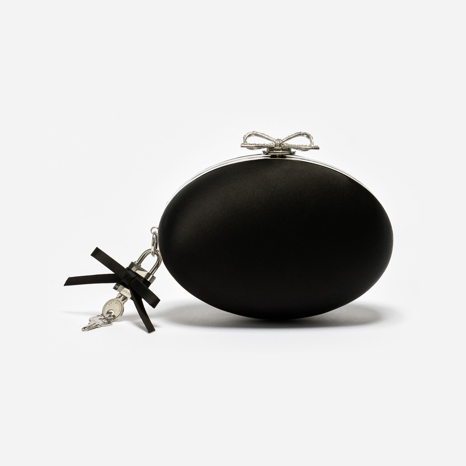 Black Satin Oval Clutch