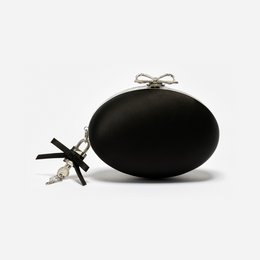 Black Satin Oval Clutch