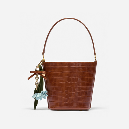 Brown Leather Bucket Bag