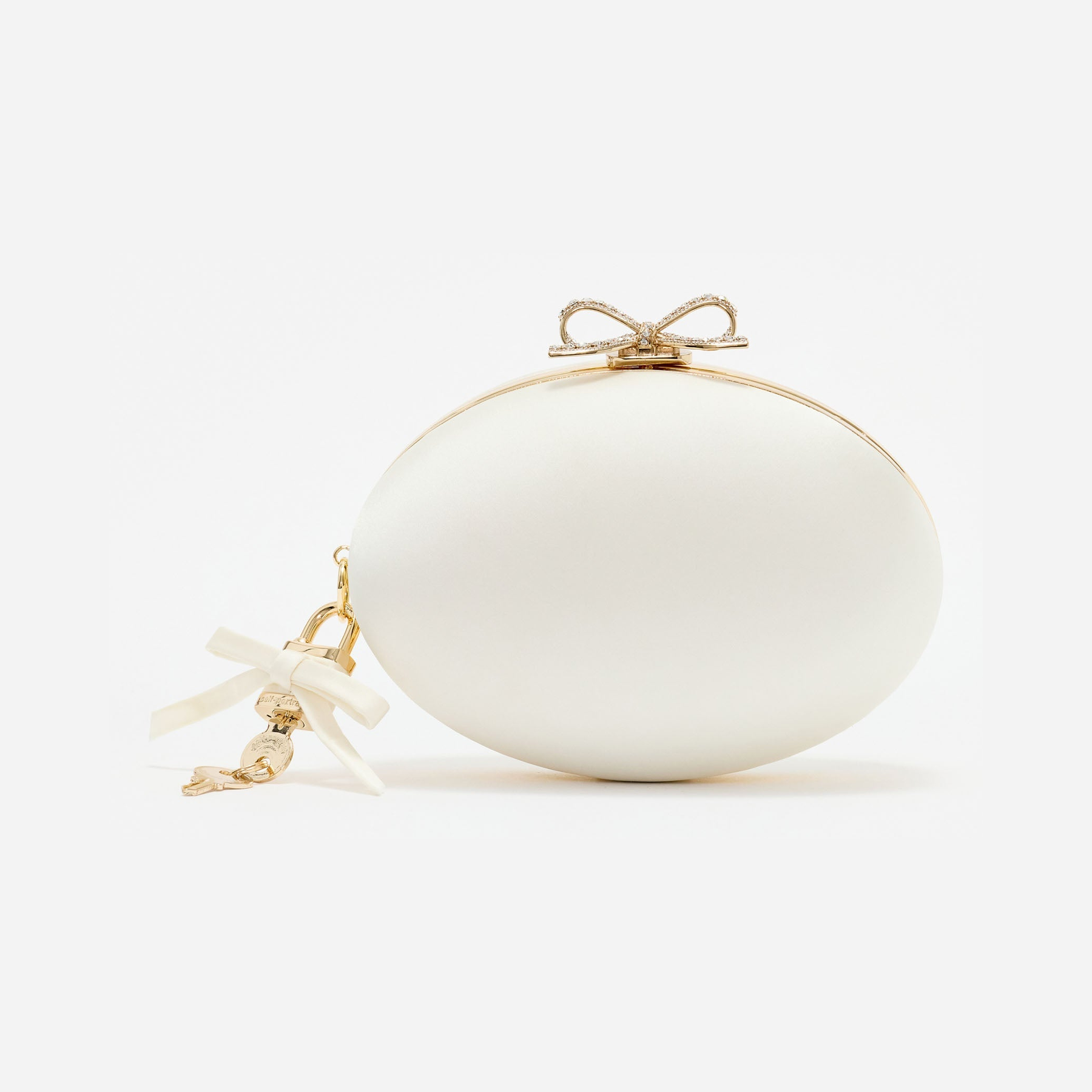 Cream Satin Oval Clutch