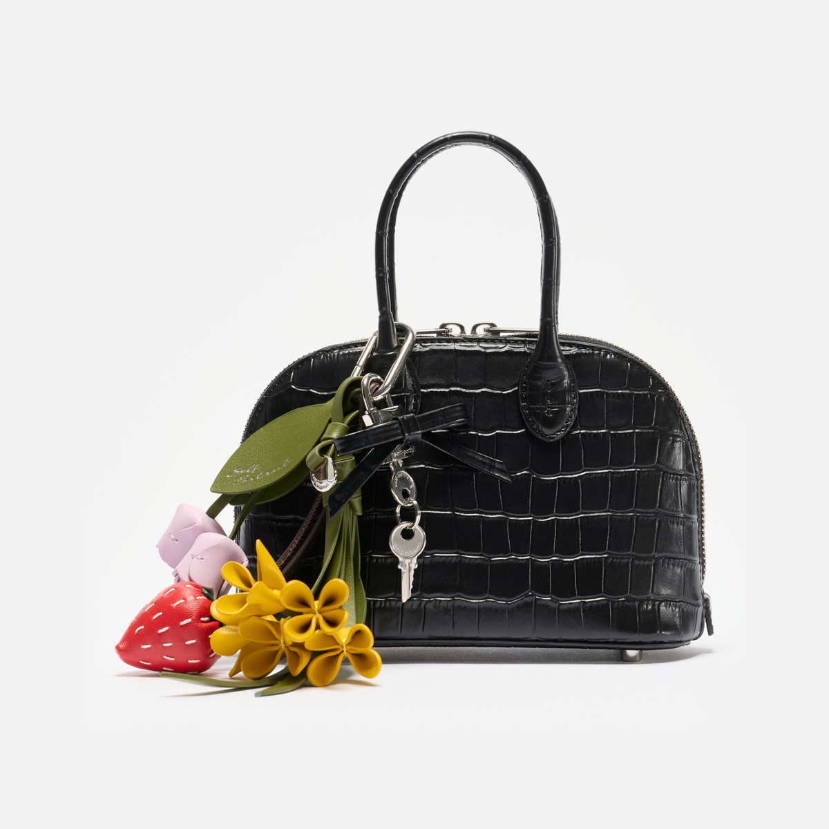 Embossed Leather Black Mini Bag