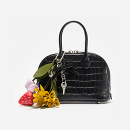 Embossed Leather Black Mini Bag