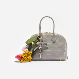Embossed Leather Grey Mini Bag