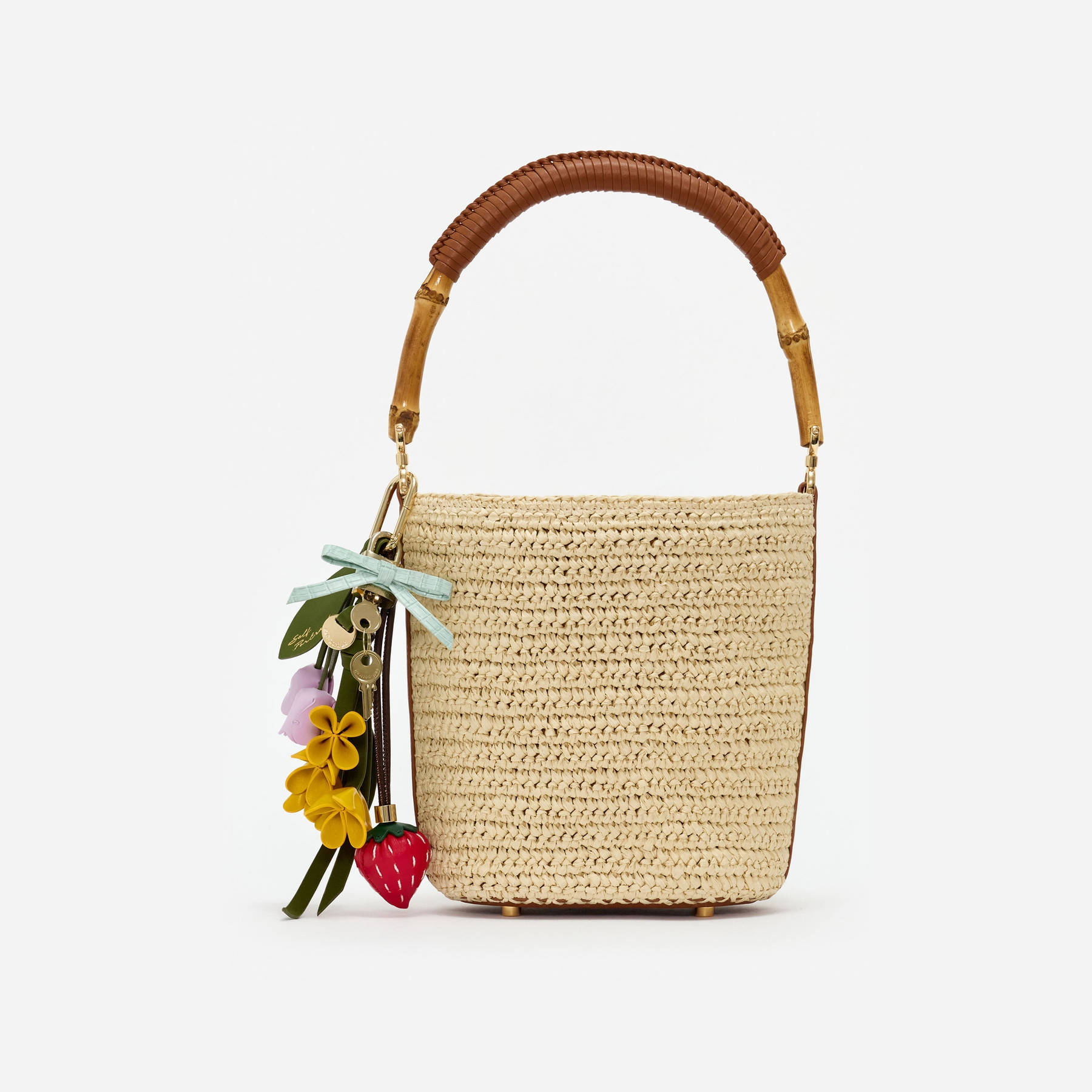 Raffia Charm Bucket Bag