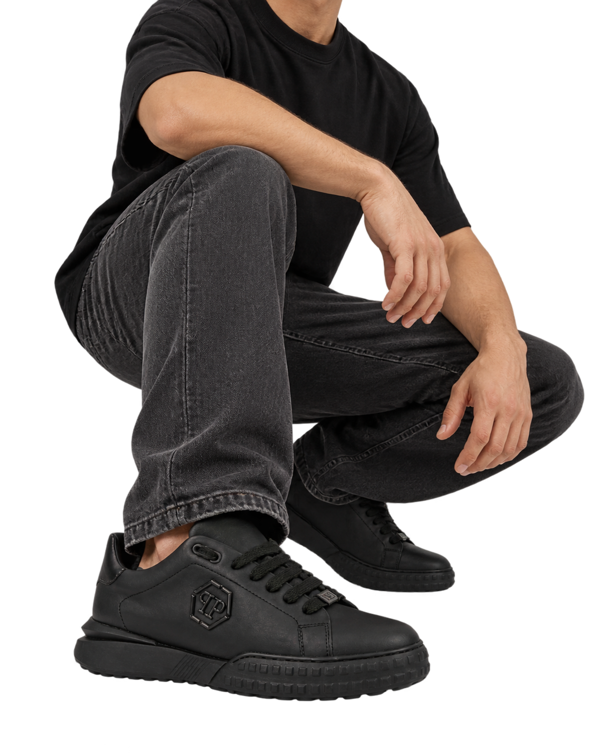 Philipp Plein hexagon-logo leather sneakers