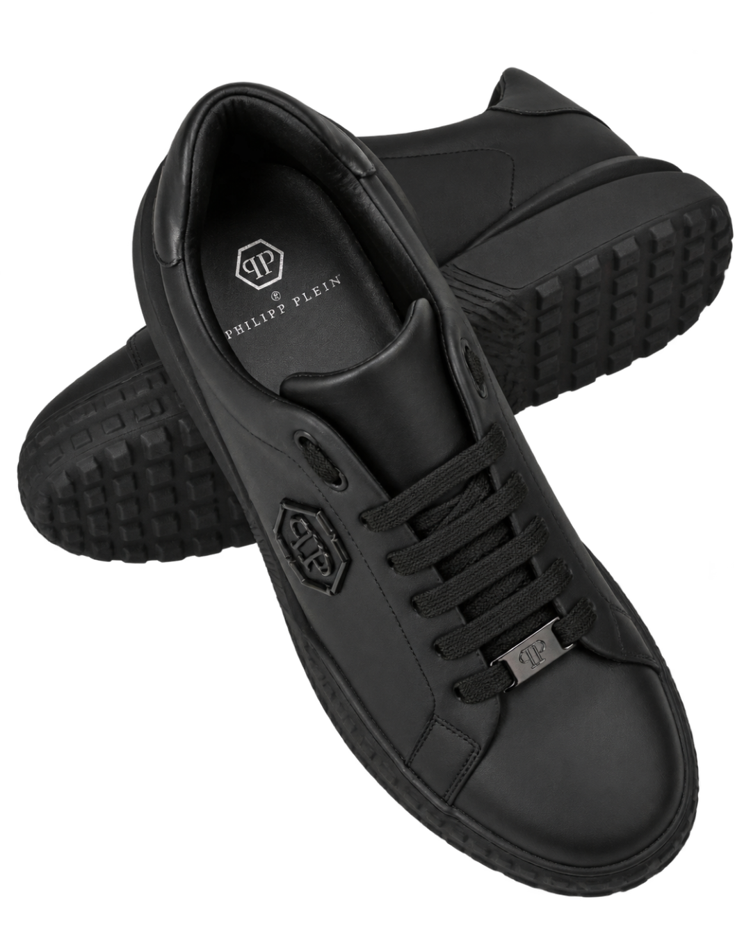 Philipp Plein hexagon-logo leather sneakers