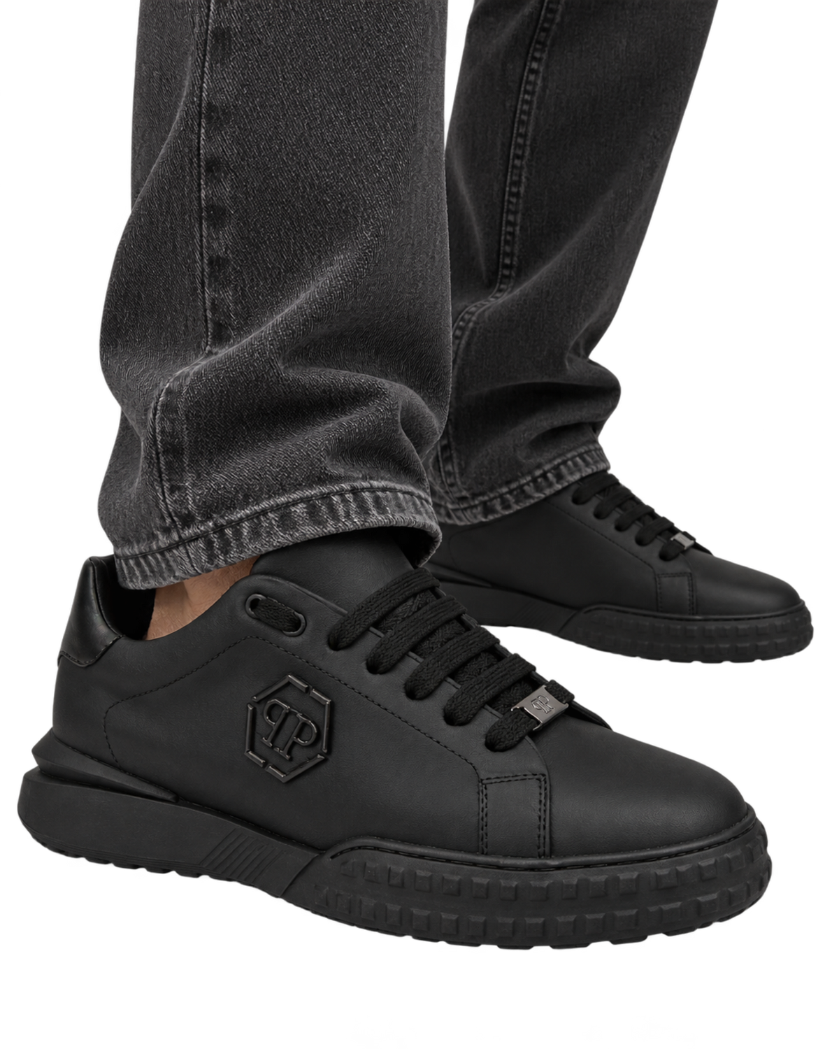 Philipp Plein hexagon-logo leather sneakers