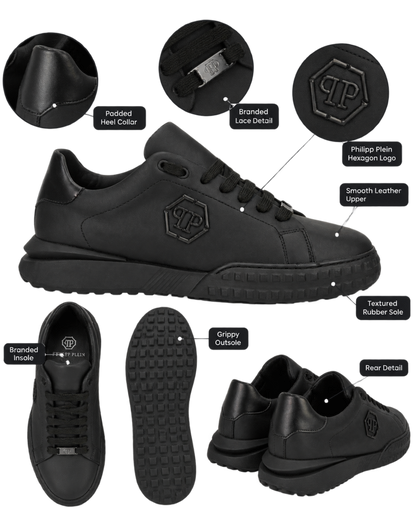 Philipp Plein hexagon-logo leather sneakers