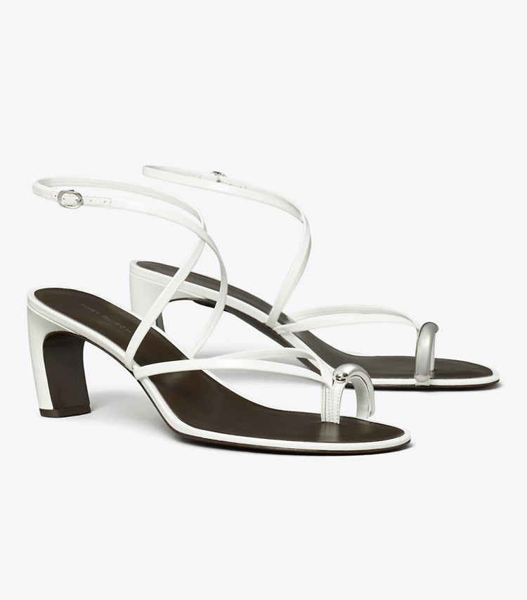 PIERCED MULTI-STRAP HEELED SANDAL