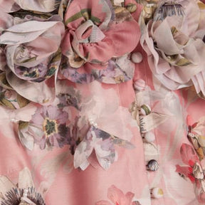 Pink 3D Floral Belted Mini Dress