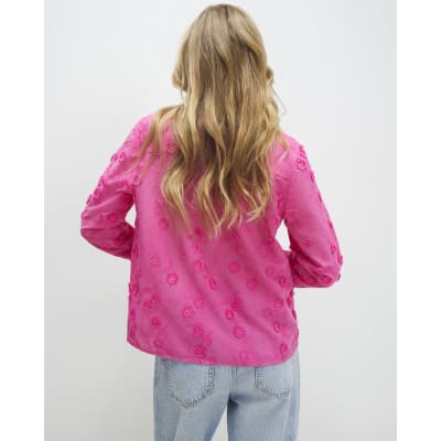 Pink 3D Floral Embellished Shirt