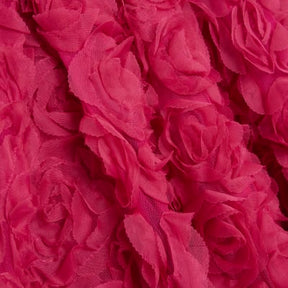 Pink 3D Floral Occasion Midi Dress
