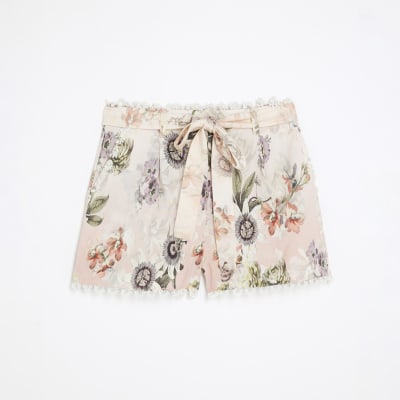 Pink 3D Floral Shorts