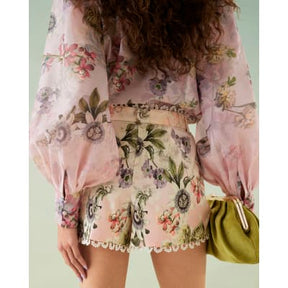 Pink 3D Floral Shorts